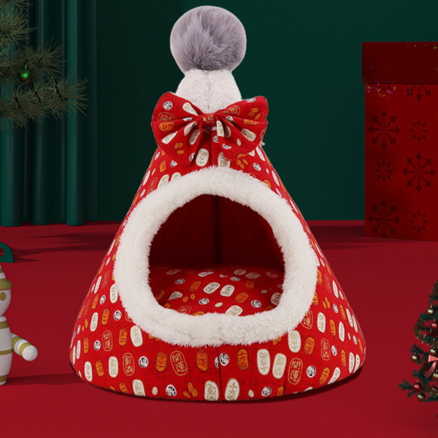 Cuccia Natalizia a Forma di Albero di Natale per Animali